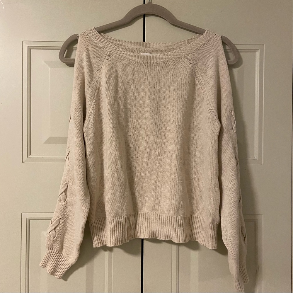 Aeropostale Lace-Up Cold-Shoulder Sweater
